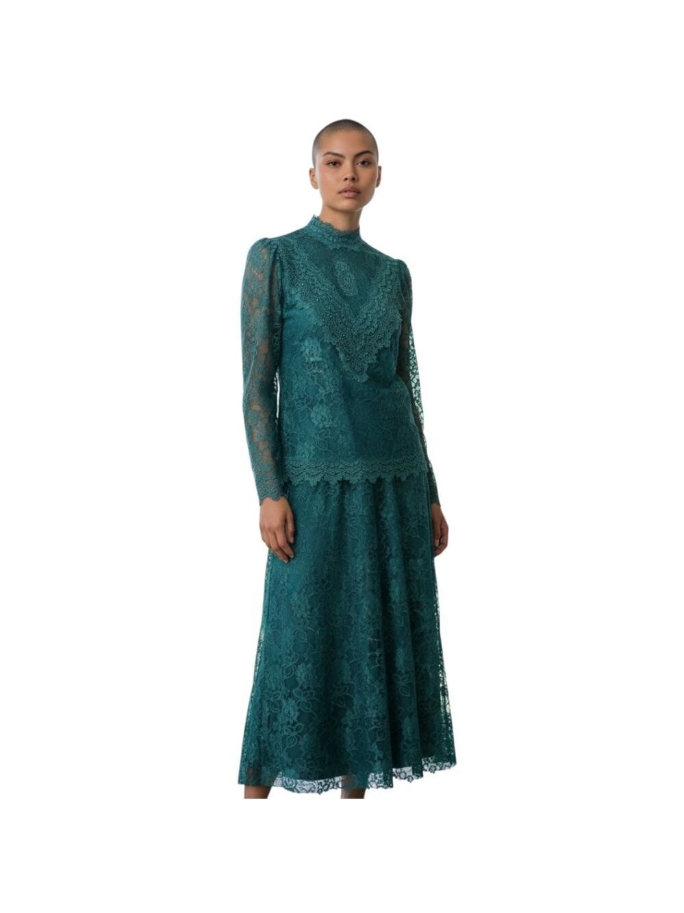 Vintage Karen Lawrence by Lucero Women's Lace Skirt Sets Emerald‎ green, Size14